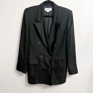 Vintage Liz Claiborne 90's 80's Rayon Black Blazer Jacket Sz 6